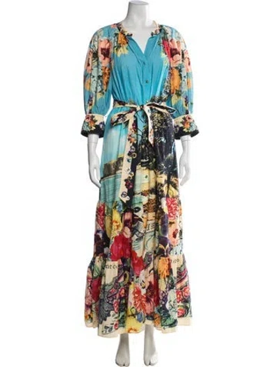 Pre-owned Camilla Floral Print Long Dress In Multicolor