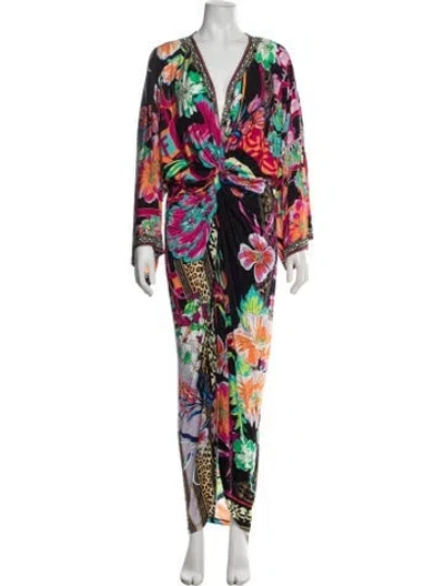 Pre-owned Camilla Floral Print Long Dress In Multicolor