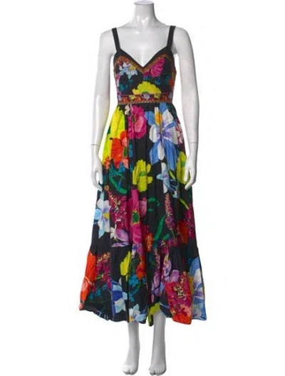 Pre-owned Camilla Floral Print Long Dress In Multicolor