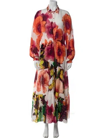 Pre-owned Camilla Floral Print Long Dress In Neutral