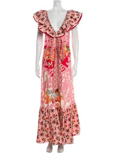 Pre-owned Camilla Floral Print Long Dress In Pink