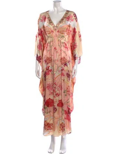 Pre-owned Camilla Floral Print Long Dress In Pink