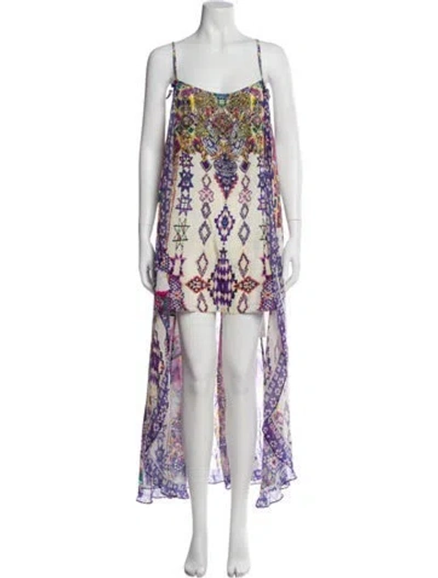Pre-owned Camilla Floral Print Long Dress In Purple