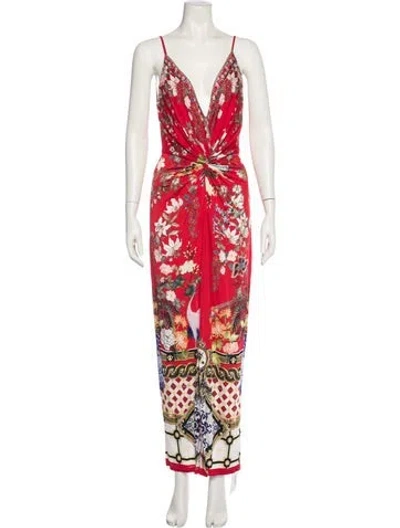 Pre-owned Camilla Floral Print Long Dress In Red