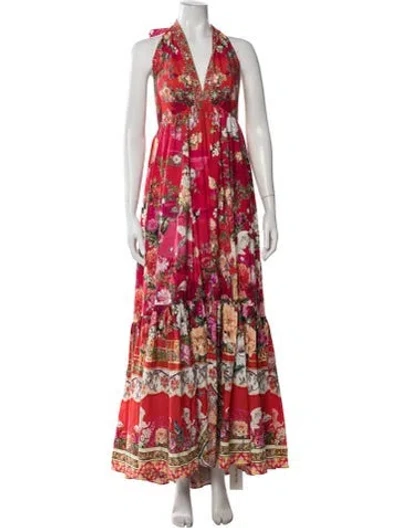 Pre-owned Camilla Floral Print Long Dress In Red
