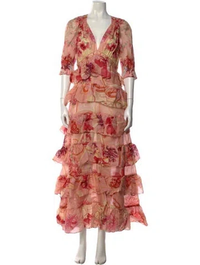 Pre-owned Camilla Floral Print Long Dress W/ Tags In Multi