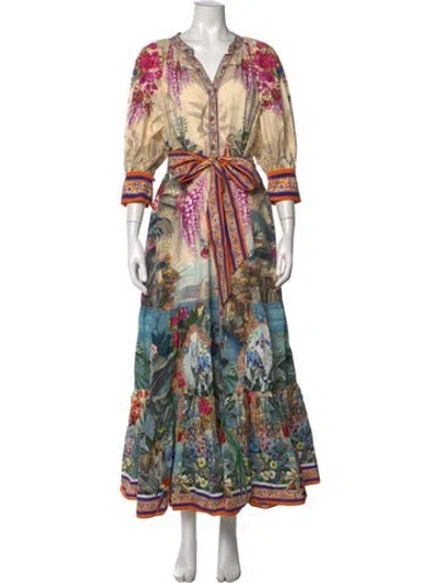 Pre-owned Camilla Floral Print Long Dress W/ Tags In Multicolor