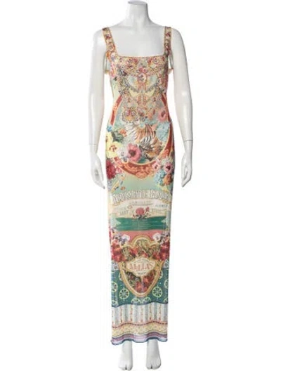 Pre-owned Camilla Floral Print Long Dress W/ Tags In Multicolor