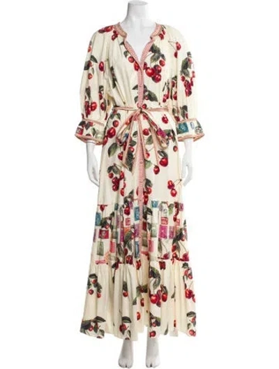 Pre-owned Camilla Floral Print Long Dress W/ Tags In Neutral