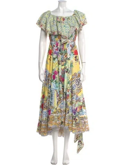 Pre-owned Camilla Floral Print Long Dress W/ Tags In Neutral