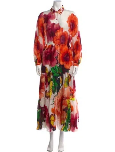 Pre-owned Camilla Floral Print Long Dress W/ Tags In Neutral