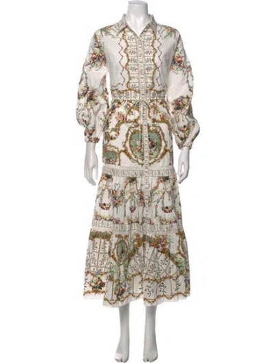 Pre-owned Camilla Floral Print Long Dress W/ Tags In White