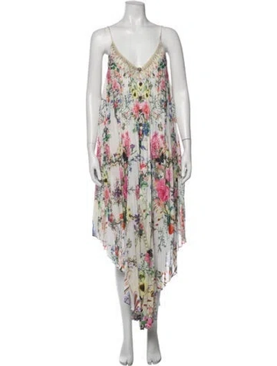 Pre-owned Camilla Floral Print Long Dress W/ Tags In White