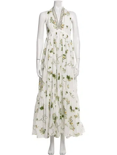 Pre-owned Camilla Floral Print Long Dress In White