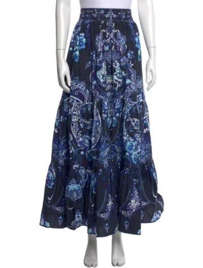 Pre-owned Camilla Floral Print Long Skirt In Black