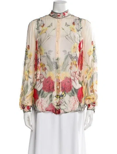 Pre-owned Camilla Floral Print Long Sleeve Blouse In Multi