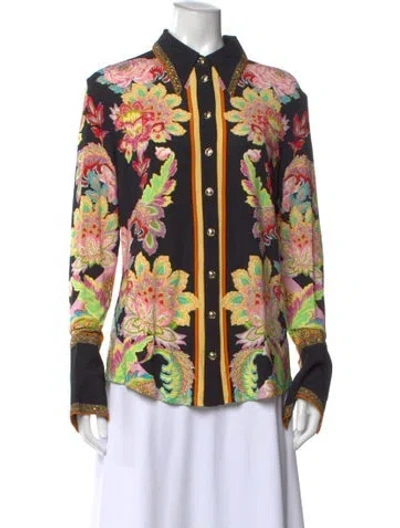 Pre-owned Camilla Floral Print Long Sleeve Blouse In Multi