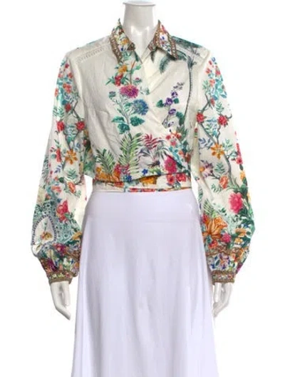 Pre-owned Camilla Floral Print Long Sleeve Blouse In Multicolor