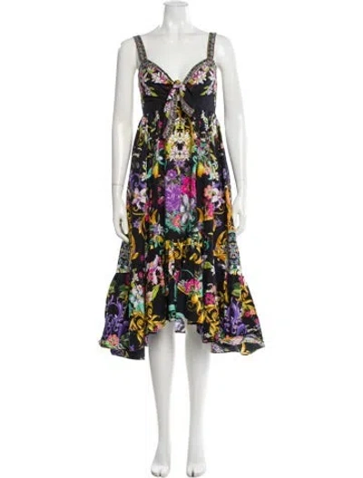 Pre-owned Camilla Floral Print Midi Length Dress In Blue