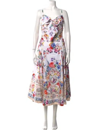 Pre-owned Camilla Floral Print Midi Length Dress In Neutrals