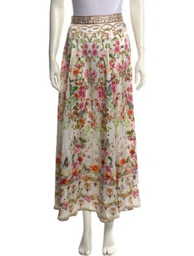Pre-owned Camilla Floral Print Midi Length Skirt In White