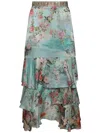 Camilla Printed Cotton Wrap Skirt In Blue