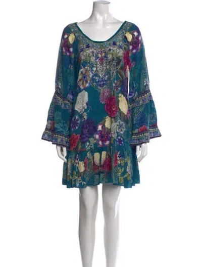 Pre-owned Camilla Floral Print Mini Dress In Blue