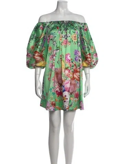 Pre-owned Camilla Floral Print Mini Dress In Green