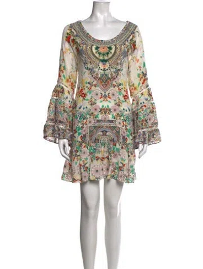 Pre-owned Camilla Floral Print Mini Dress In Green