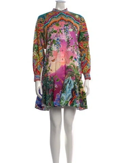Pre-owned Camilla Floral Print Mini Dress In Green