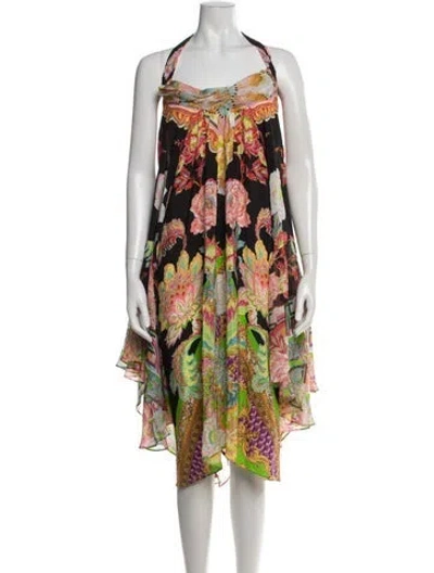 Pre-owned Camilla Floral Print Mini Dress In Multicolor