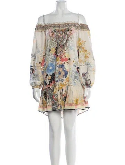 Pre-owned Camilla Floral Print Mini Dress In Neutrals