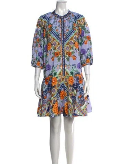 Pre-owned Camilla Floral Print Mini Dress In Purple