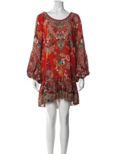 Pre-owned Camilla Floral Print Mini Dress In Red