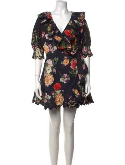 Pre-owned Camilla Floral Print Mini Dress W/ Tags In Black