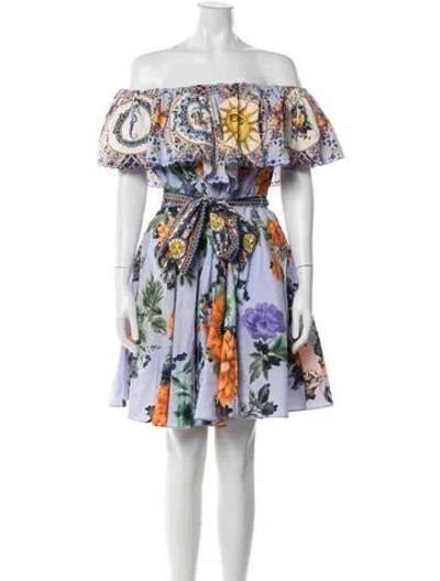 Pre-owned Camilla Floral Print Mini Dress W/ Tags In Blue