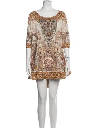 Pre-owned Camilla Floral Print Mini Dress W/ Tags In Brown