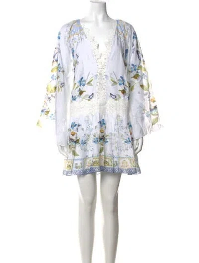 Pre-owned Camilla Floral Print Mini Dress W/ Tags In White