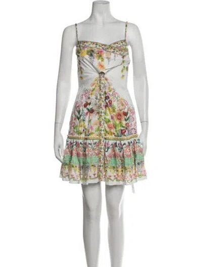 Pre-owned Camilla Floral Print Mini Dress W/ Tags In White
