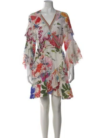 Pre-owned Camilla Floral Print Mini Dress In White