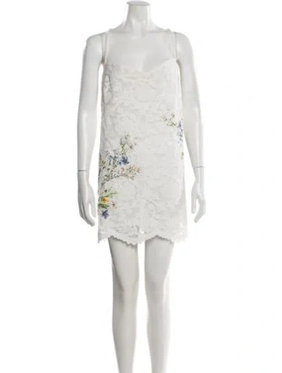 Pre-owned Camilla Floral Print Mini Dress In White