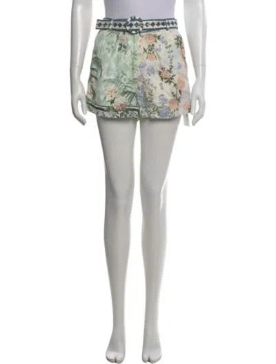 Pre-owned Camilla Floral Print Mini Shorts In White