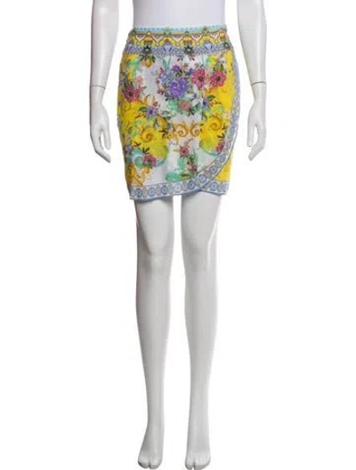 Pre-owned Camilla Floral Print Mini Skirt In Black