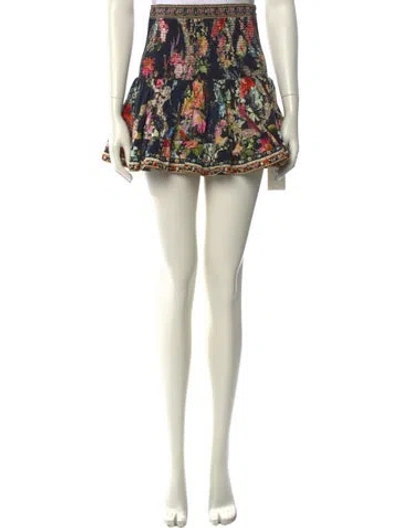 Pre-owned Camilla Floral Print Mini Skirt In Neutral