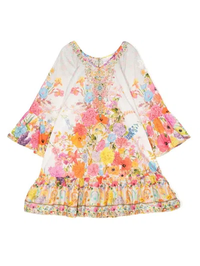 Camilla Kids' Floral-print Ruffle-detail Dress In Multicolour