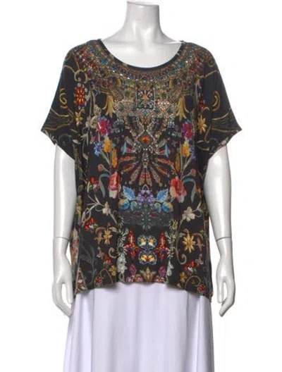 Pre-owned Camilla Floral Print Scoop Neck Top In Multicolor