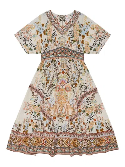 Camilla Kids' Floral-print Shirred-waist Dress In Multi