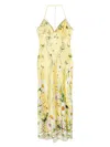 Camilla Chain Detail Bias Cut Silk Charmeuse Slipdress In Yellow