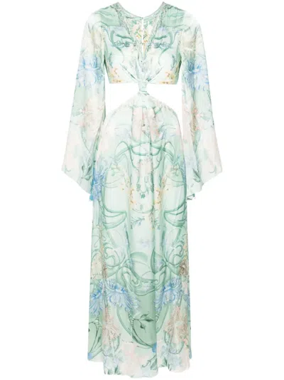 Camilla Floral-print Silk Maxi Dress In Green
