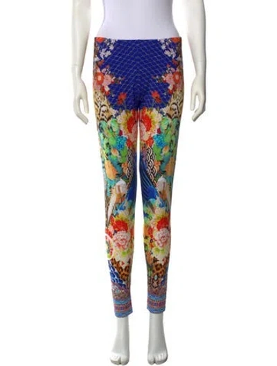 Pre-owned Camilla Floral Print Skinny Leg Pants W/ Tags In Gray